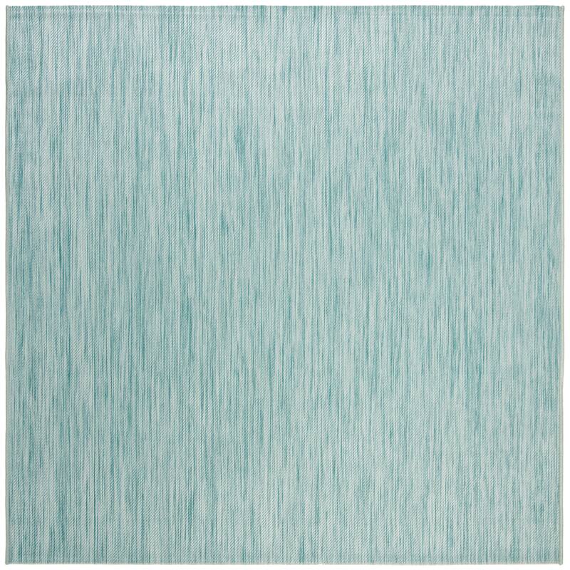 SAFAVIEH Beach House Guylene Indoor/ Outdoor Waterproof Patio Backyard Rug - 6'7" Square - Aqua