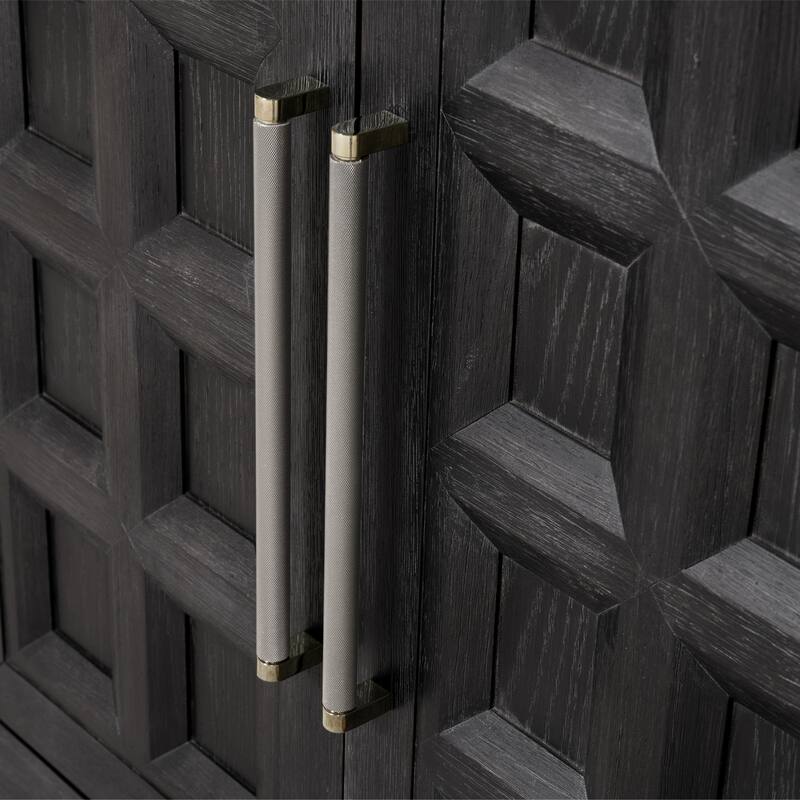 Furniture of America Durem Modern Solid Wood 4-Shelf Coffered Panel Dining Server