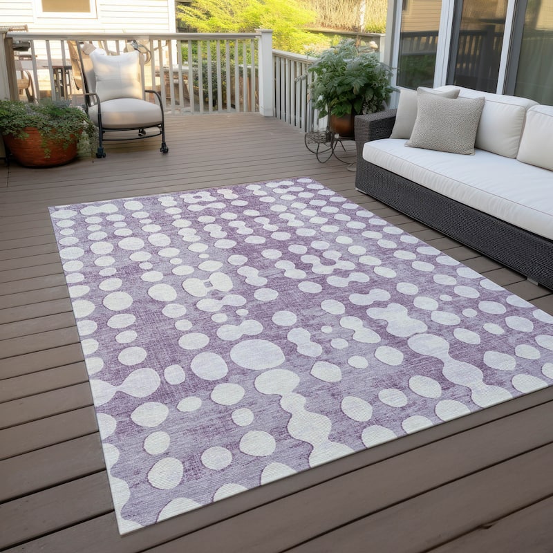 Machine Washable Indoor/ Outdoor Chantille Dots Abstract Rug - Purple - 5' x 7'6"