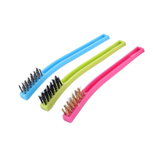 Hearth Grill Plastic Handle Stainless Steel Nylon Bristle Wire Brushes 3pcs