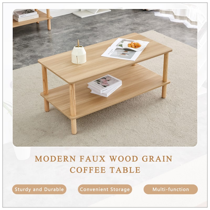 Modern 2-Tier Coffee Table for Living Room
