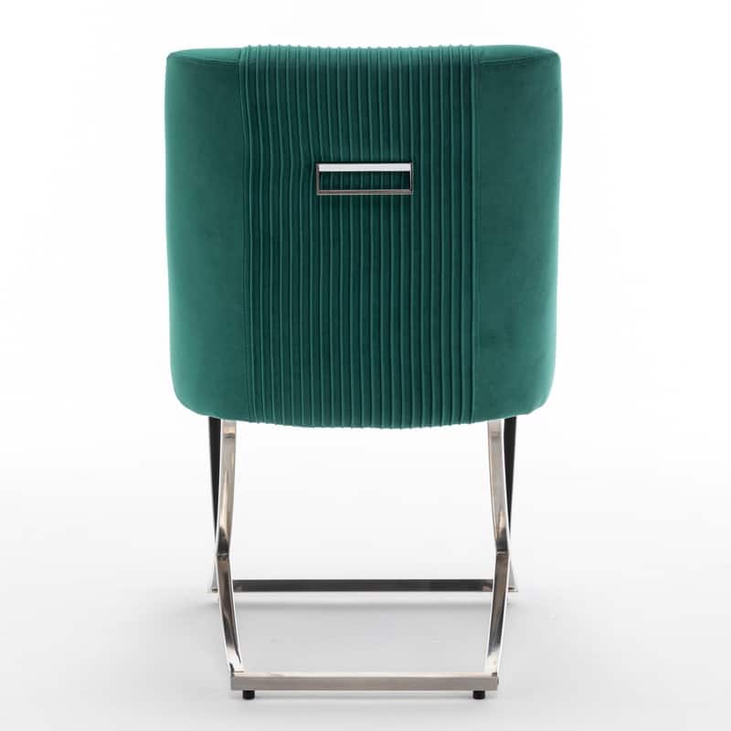 Modern Contempoary Velvet Dining Chair Set of 4 with Metal Frame Legs and Back Pull