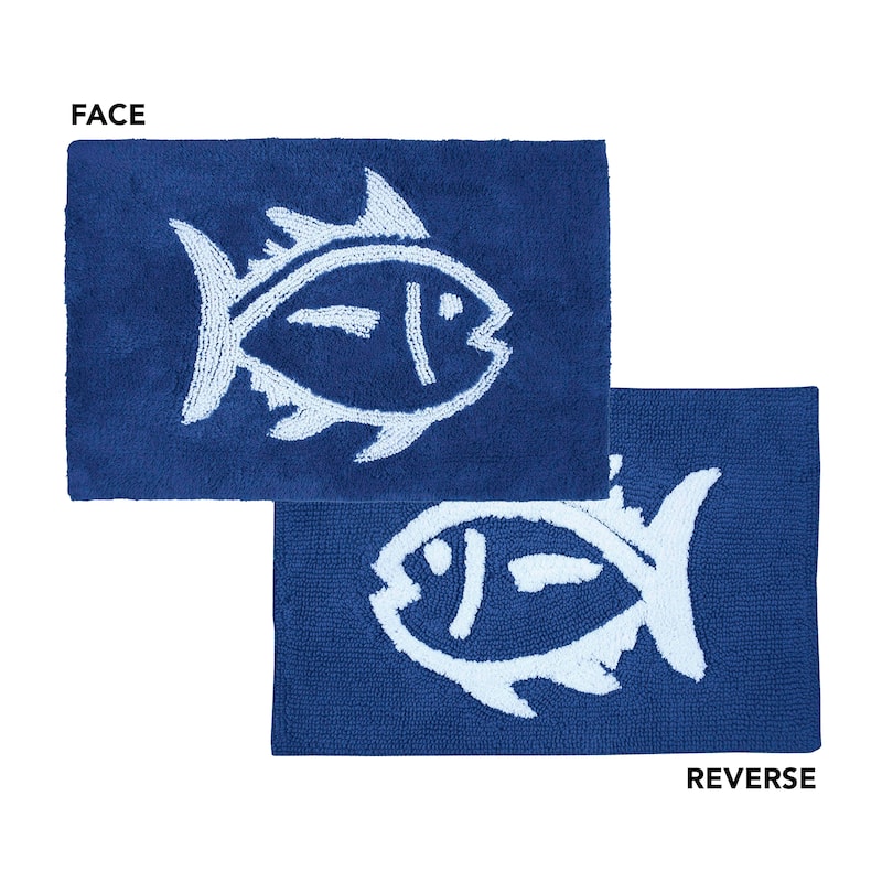 Southern Tide Skipjack Reversible Cotton Bath Rug - 20 x 32 - Cobalt Blue