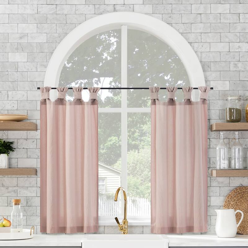 Archaeo Washed Cotton Twist Tab Cafe Curtain Pair - 52" x 36" - Rose Quartz