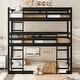 preview thumbnail 1 of 25, Detachable Triple Twin Bunk Bed with Two Built-in Ladders,Guardrails Black