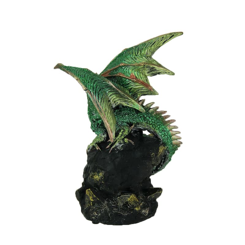 Glittery Green Wicked Dragon Color Changing Led Geode Statue - 8 X 5.5 X 4.5 inches