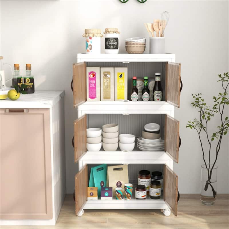 Stackable Storage Boxes Bins with Lockable Casters 25.5" x 16" x 43.5" - Multi