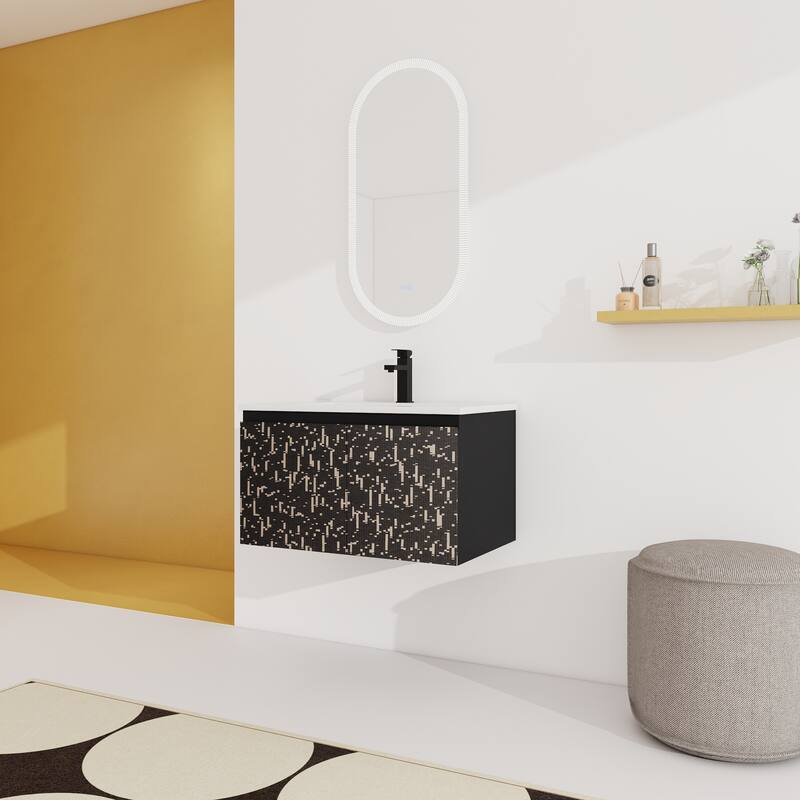 30" Floating Wall-Mounted Bathroom Vanity with Soft-Close Door Hinges, Ceramic Sink & Ample Storage