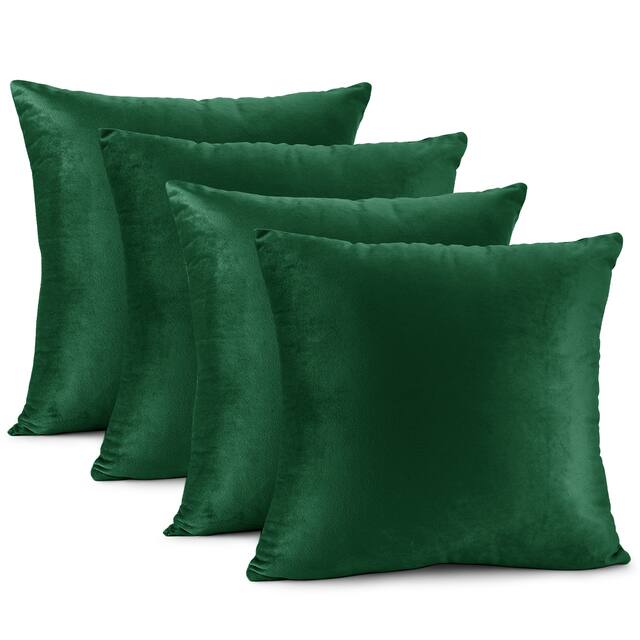 Nestl Solid Microfiber Soft Velvet Throw Pillow Cover (Set of 4) - 16" x 16" - Hunter Green