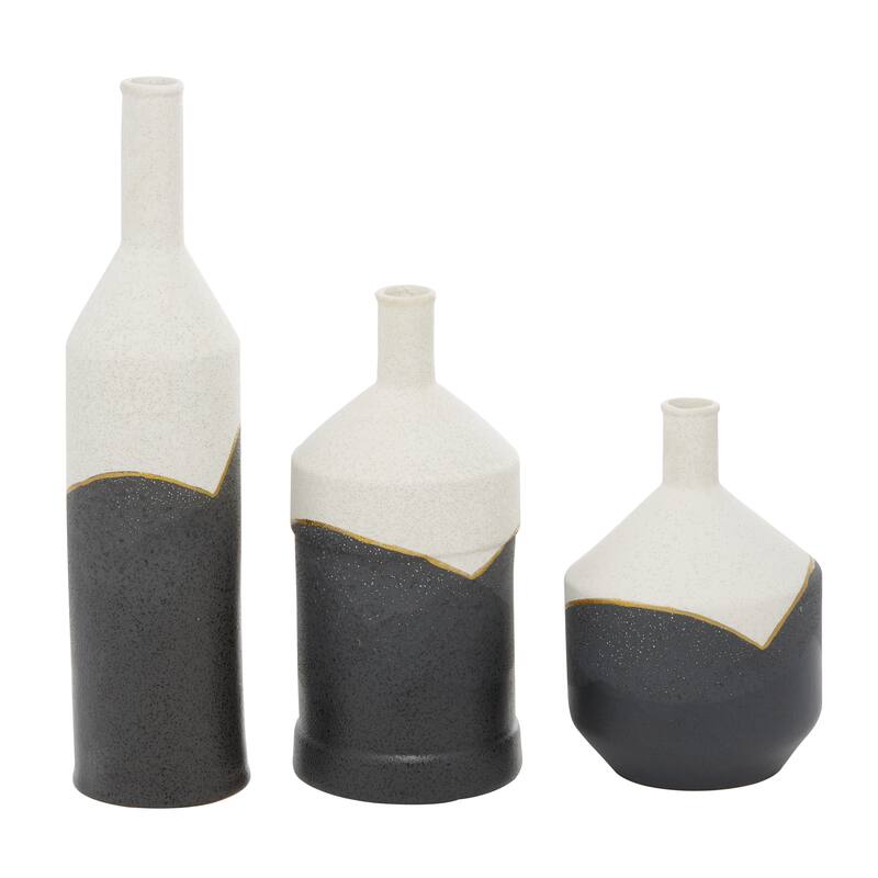 CosmoLiving by Cosmopolitan Black Ceramic Decorative Vase (Set of 3)