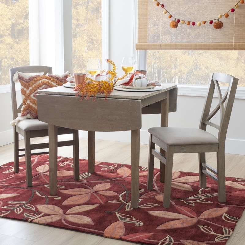 Linon Piedmonth Solid Wood Square Drop Leaf Dining Table
