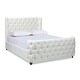 preview thumbnail 6 of 16, Geneva Curved Wing Upholstered Platform Bed with Headboard Antique White Polyester - Queen