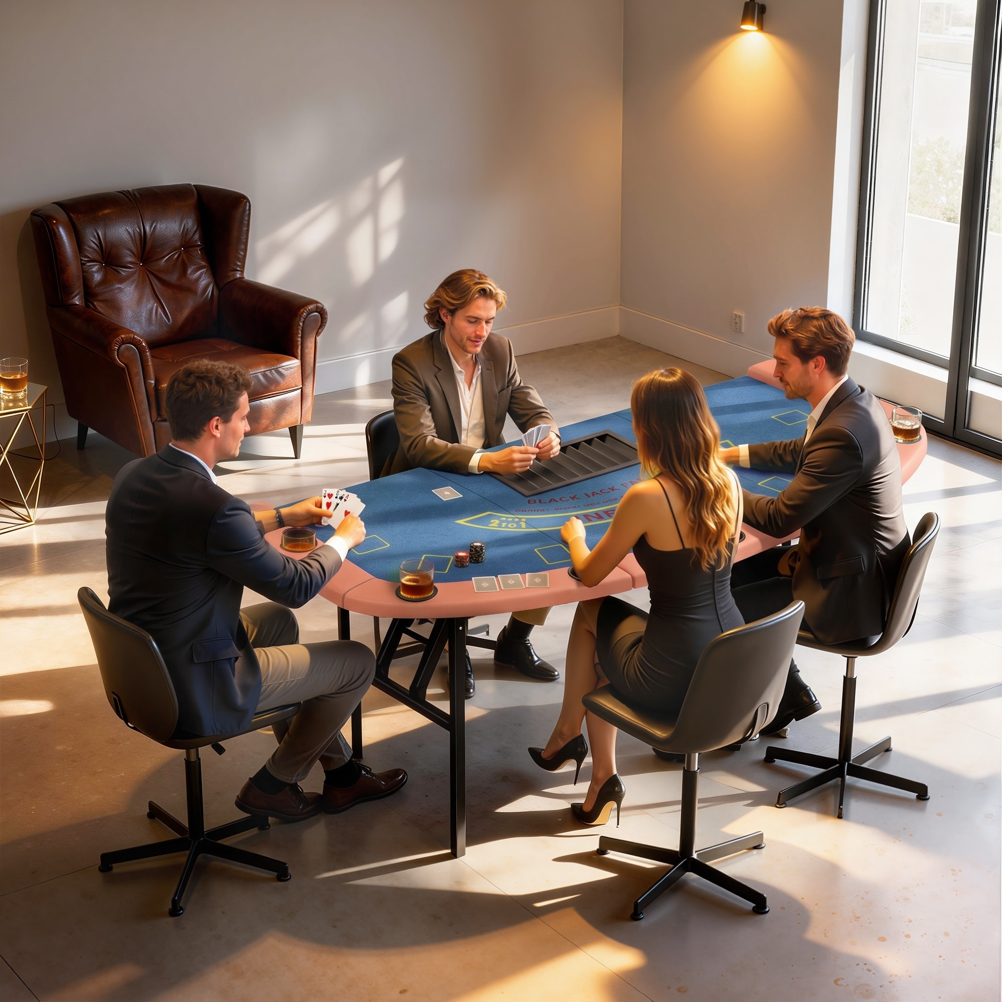 Soozier Poker Table Foldable, 72" Portable Folding Casino Blackjack Table for 8 Players, 220 LBS Capacity, Felt Surface,Blue