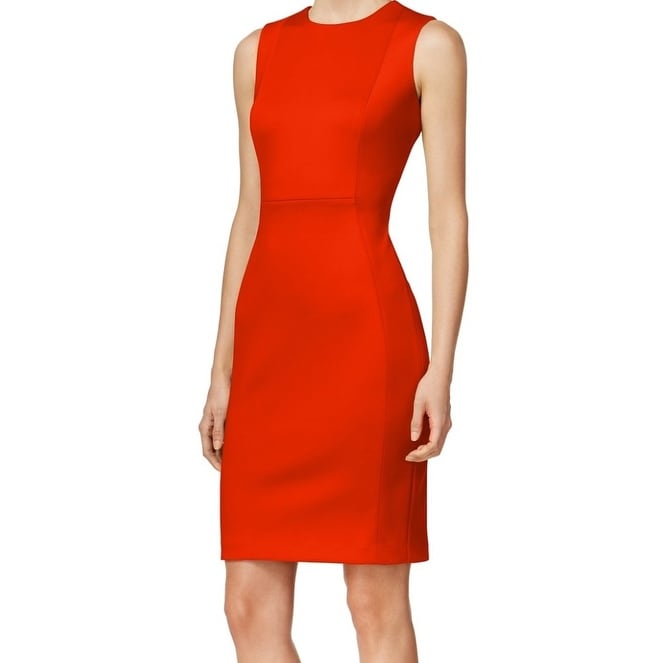 calvin klein red sheath dress