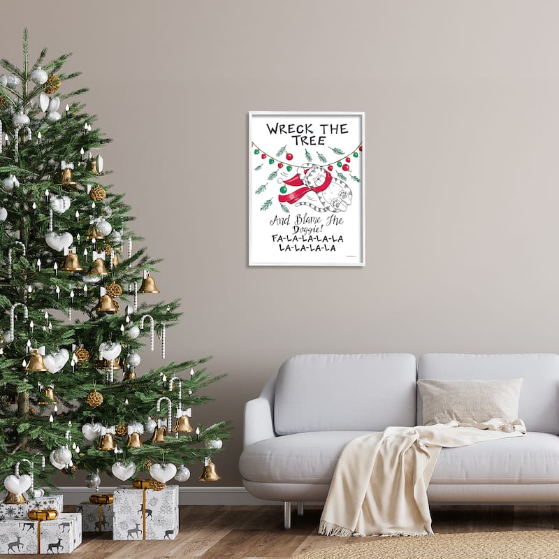 Stupell Funny Pet Christmas Song Framed Giclee Art Design by Deb Strain