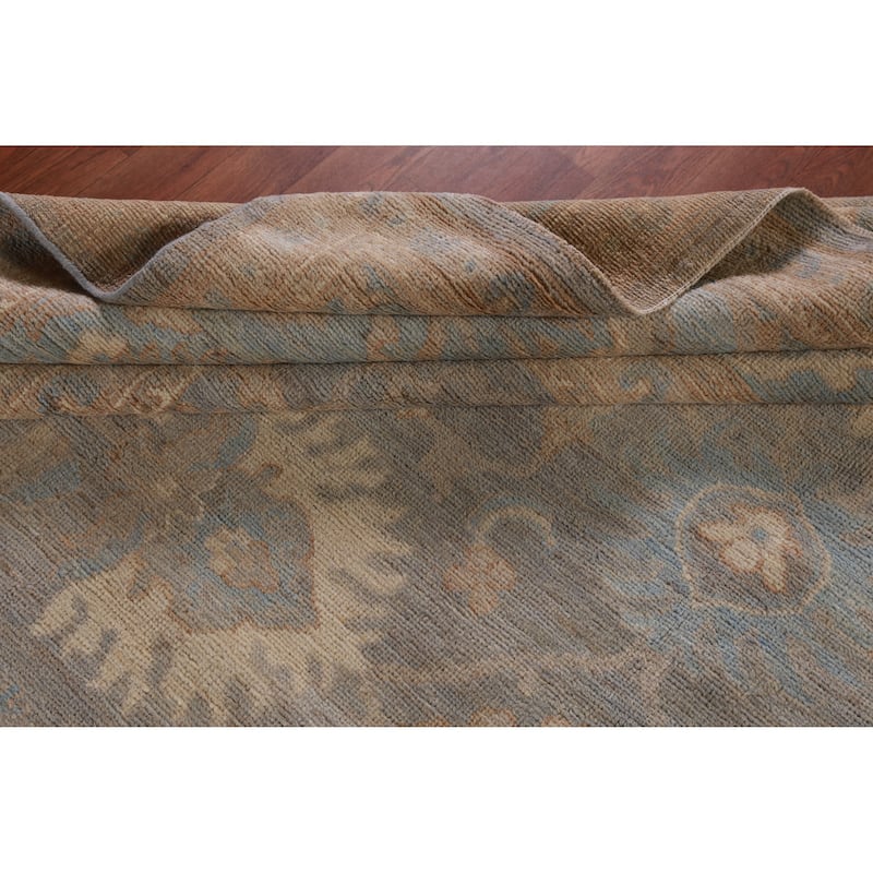 Hand Knotted Oriental 100% Wool Carpet Transitional All-Over Greys & Charcoal Oushak Area Rug - 13' 10'' X 10' 1''