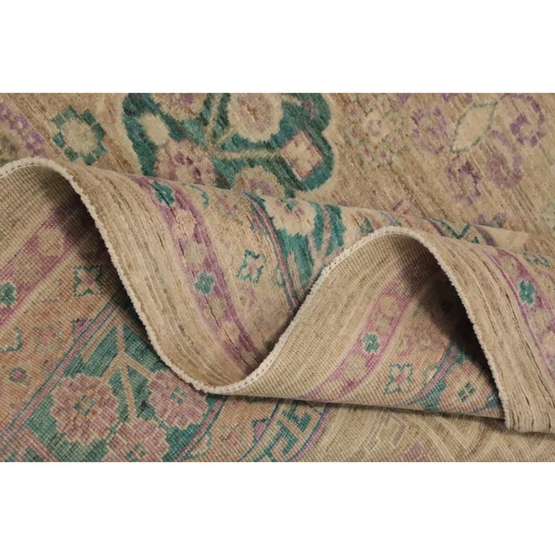 Hand Knotted Oriental 100% Wool Carpet Traditional Floral Brown Ziegler Area Rug - 9' 9'' X 8' 1''