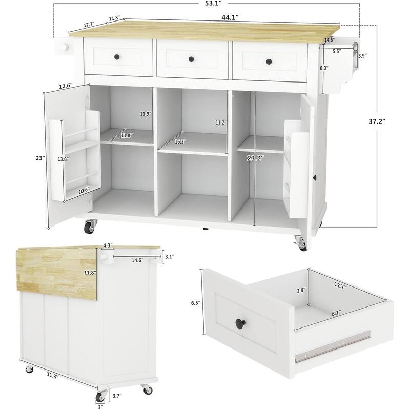 Chichoice Kitchen Islands & Carts with Storage on Wheels, Rolling Kitchen Island Cart with Drop Leaf Countertop