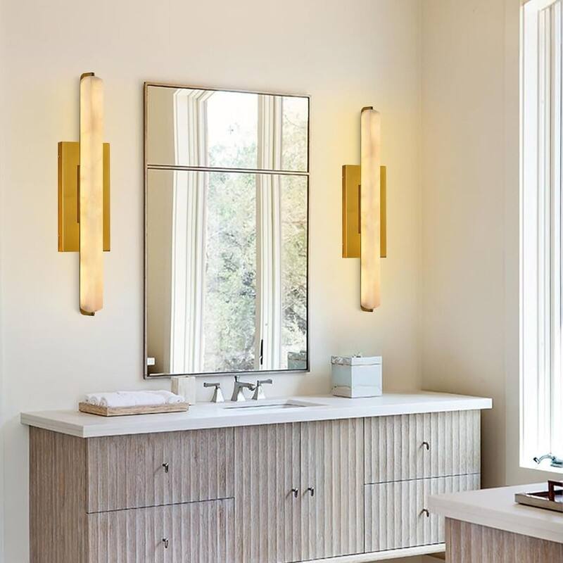 KAYLA Alabaster Wall Sconce, 19" Natural Marble Wall Sconce