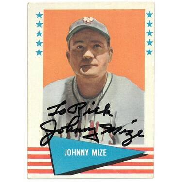 Shop Johnny Mize Signed 1961 Fleer Baseball Greats New York Giants
