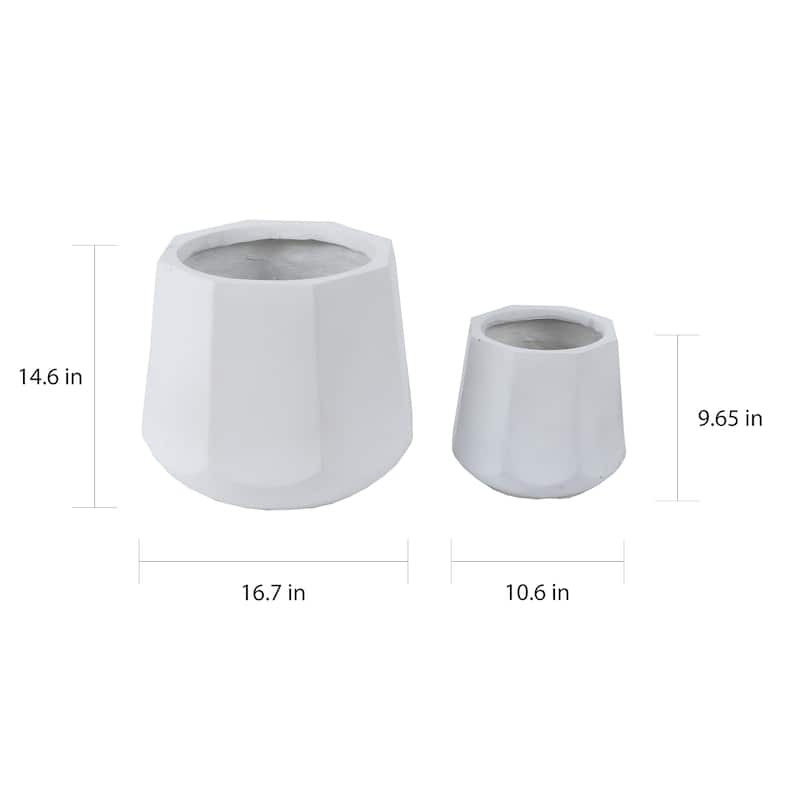 Kayu 2-piece White Finish MgO Round Planters by Havenside Home