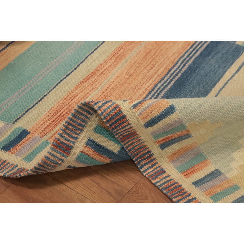 Hand Woven Oriental 100% Wool Carpet Southwestern Tribal Multi-Colored Kilim Area Rug - 4' 0'' X 2' 0''