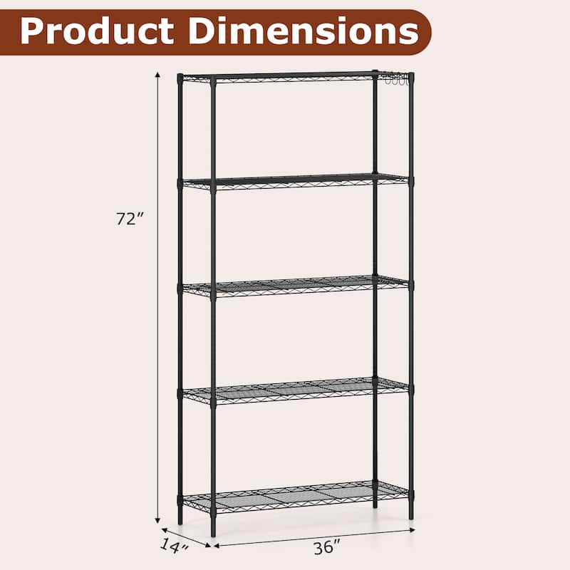Gymax 2PCS 5-Tier Metal Storage Shelving Unit w/V-Shaped Wire Rack for