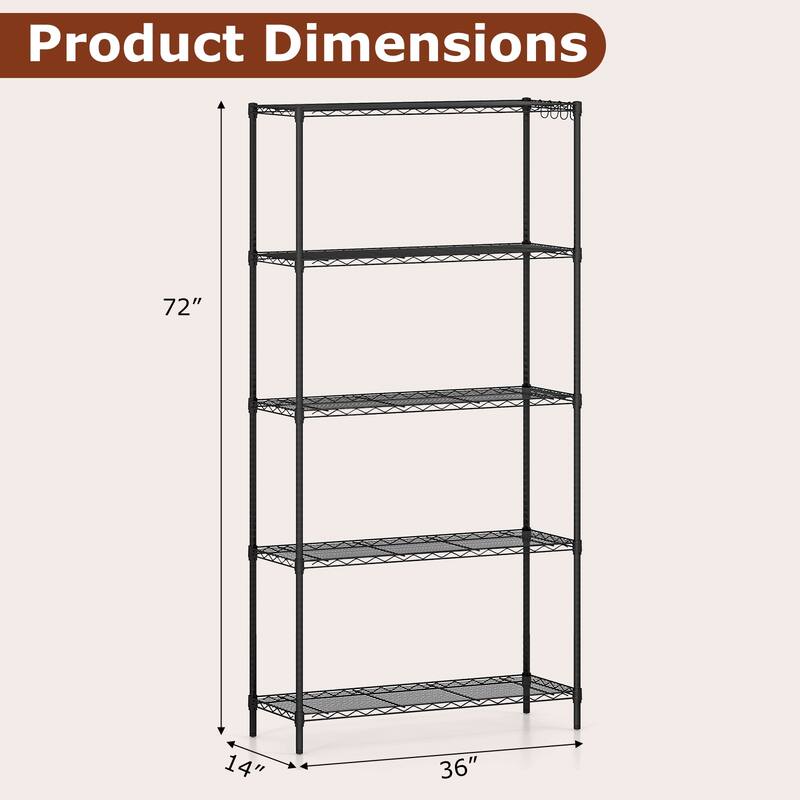 Gymax 5-Tier Metal Storage Shelving Unit w/V-Shaped Wire Rack for Home