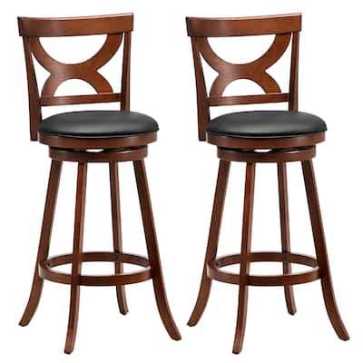Gymax 2pcs 30.5'' Bar Stools Swivel Bar Height w/ PVC Leather