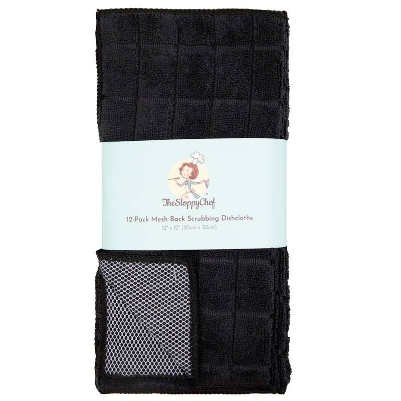 The Sloppy Chef Mesh Backed 12-Piece Dishcloths - 12x12