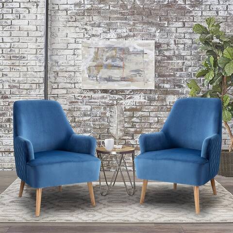 Blue Accent Chair Arm Chair Merel Mid-Century Modern Fabric Club Chair