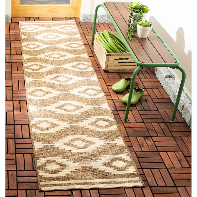 SAFAVIEH Beach House Jannita Indoor/ Outdoor Waterproof Patio Backyard Rug - 2'2" x 8' Runner - Cream/Beige