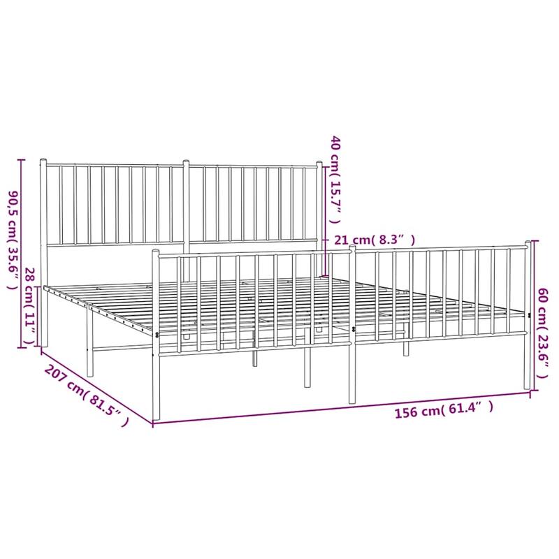 vidaXL Metal Bed Frame, No Mattress