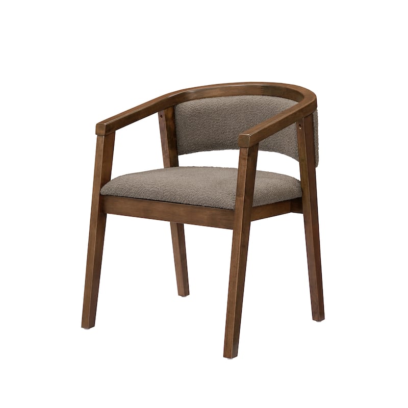 Christopher Knight Home - Noren Mid-Century Boucle Upholstered U-Shaped Dining Chair with Armrest - Set of 2