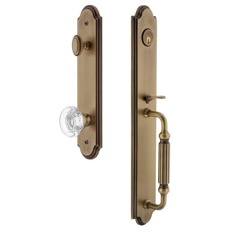 Grandeur Arc Solid Brass Rose Keyed Entry Single Cylinder Full Plate - Vintage Brass