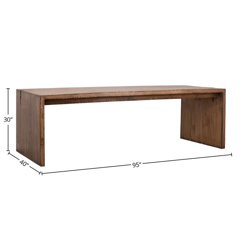 Evie Reclaimed Pine 94-inch Waterfall Style Dining Table with Cutout Detail