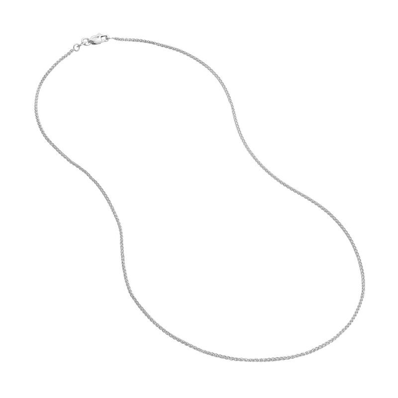 Curata 14k White Gold 1.25mm Round Wheat Chain Necklace (Lobster)