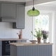 preview thumbnail 5 of 4, Industrial green glass pendant light kitchen island hanging lighting