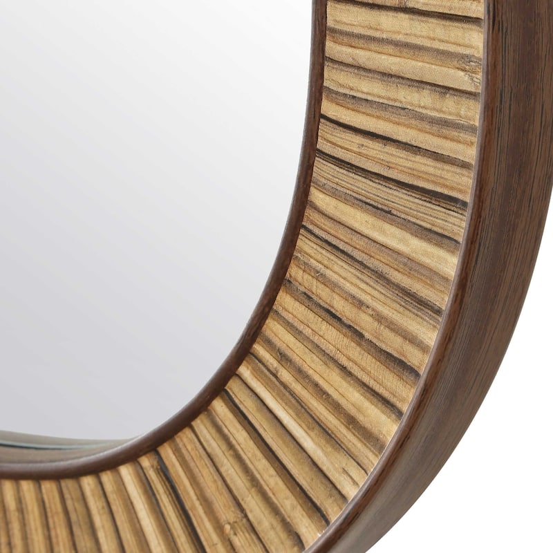 Copper Grove Natural Rattan Look Aluminum Rounded Rectangle Mirror