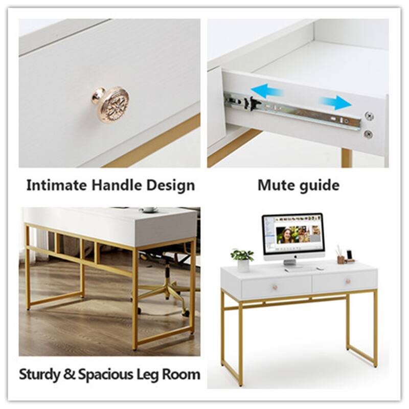 47 inch Home Office Desk Study Writing Table with 2 Storage Drawers