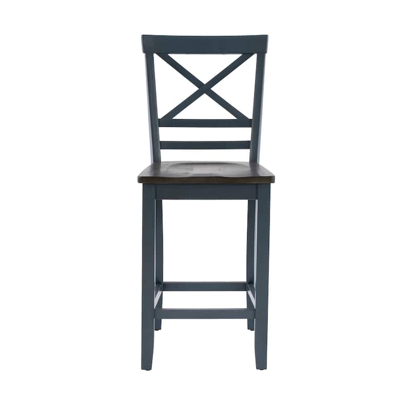 Kiri Blue 24-Inch Counter Height Bar Stool (Set of 2)