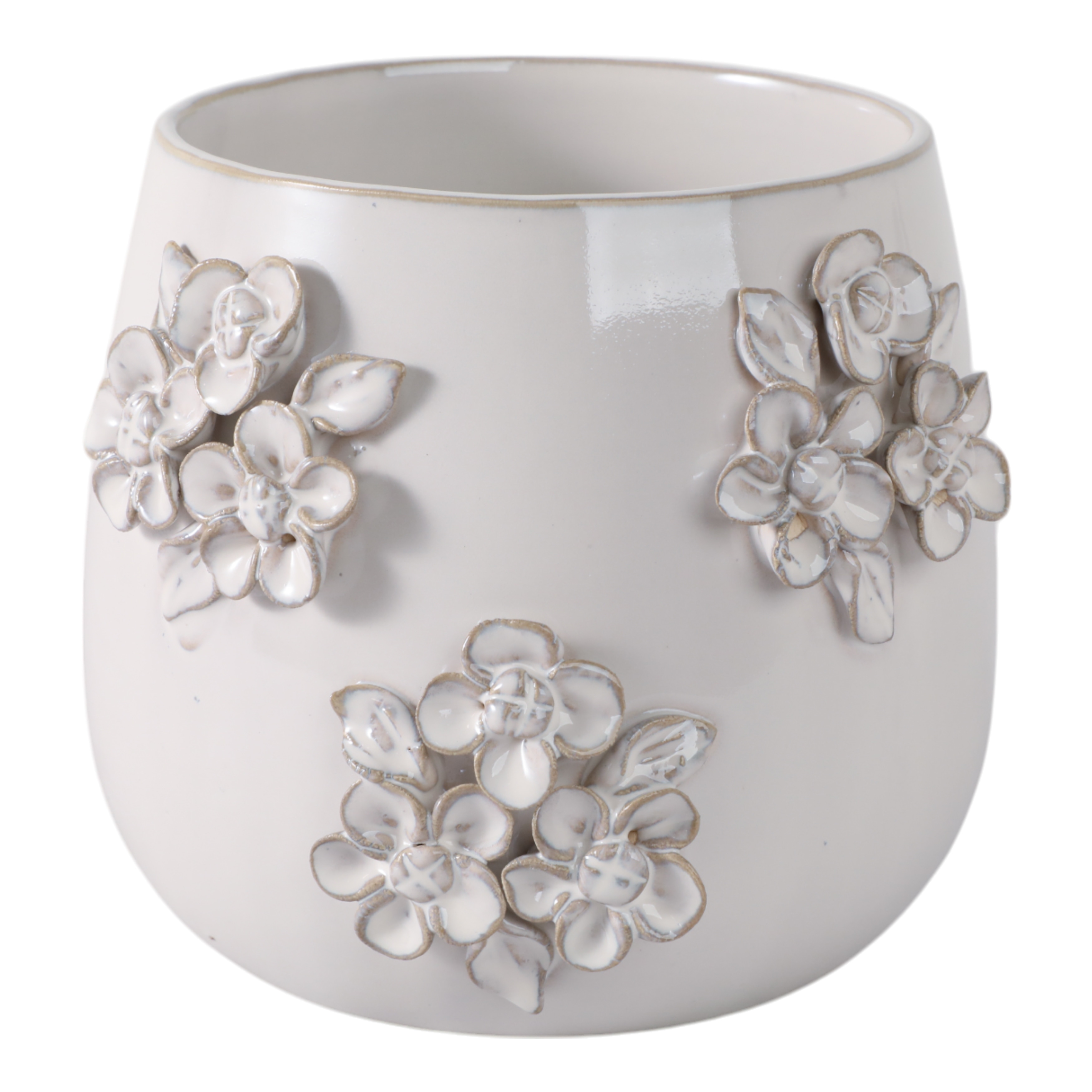 Decorative Ceramic Flower Bunches Planter or Flower Pot - Ivory
