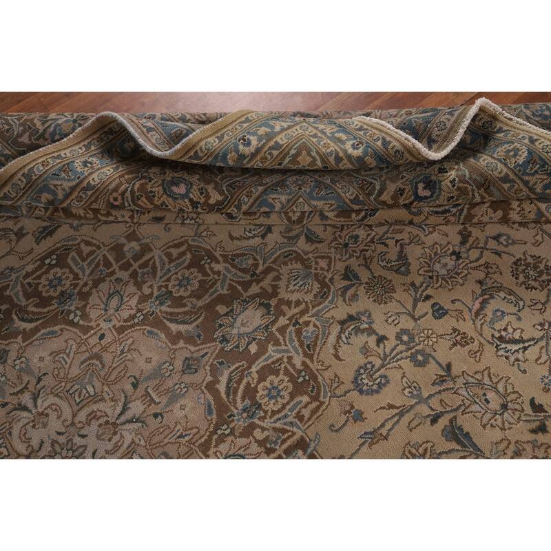 Traditional Mashad Persian Vintage Area Rug Handmade Wool Carpet - 9'8"x 12'9"