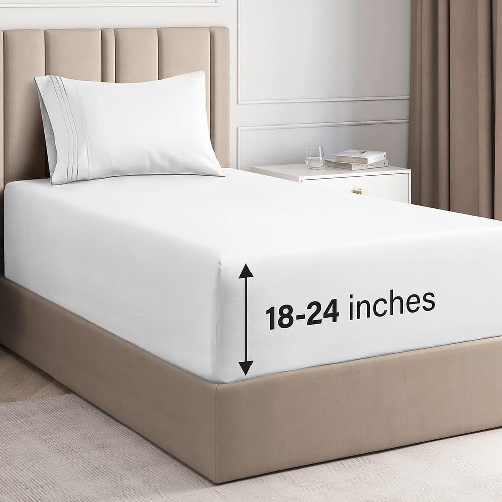 CGK Linens 4 Piece Solid Microfiber Extra Deep Pocket Bed Sheet Set