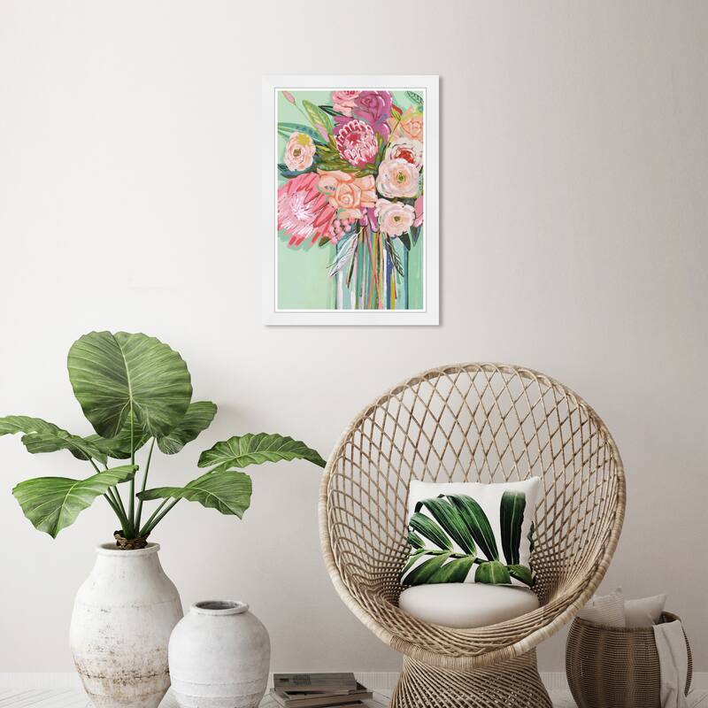 Wynwood Studio Prints Floral and Botanical Springtime Florals Pink and Modern & Contemporary Wall Art Canvas Print - White