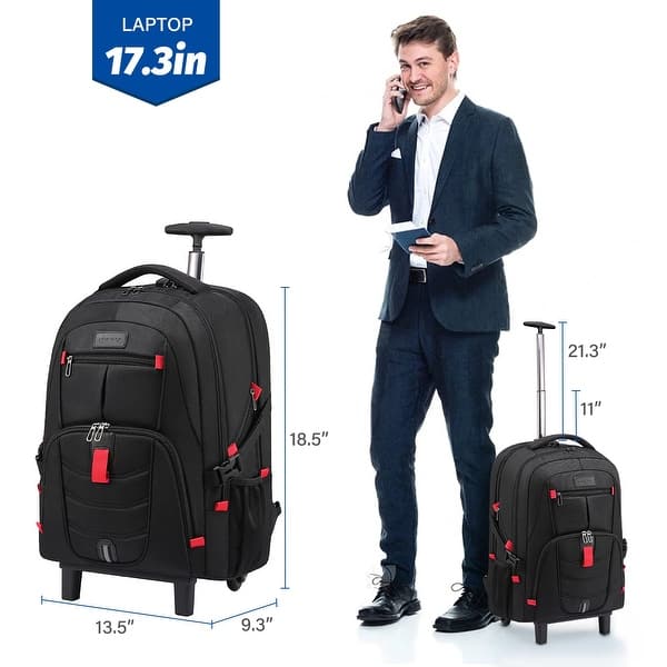 Rolling Laptop Backpack with Wheels, Waterproof Travel Carry On Business  Backpack for Men, Fits 17 inch (17 inch, Red) - Bed Bath & Beyond - 42714454