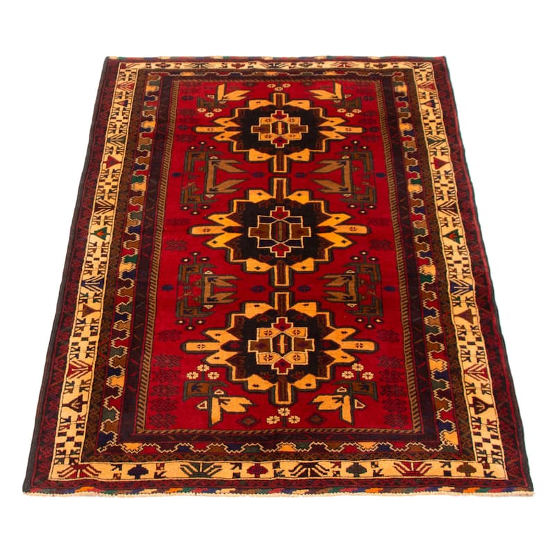 Teimani Red Rug 3'10" x 6'4" - 3'10 x 6'4