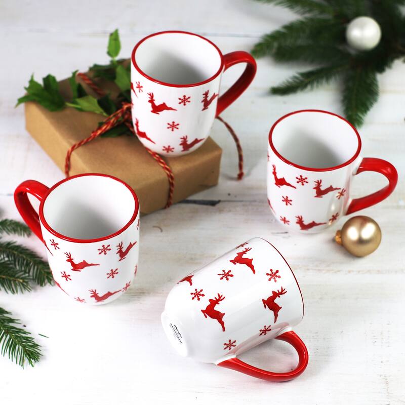 Euro Ceramica Winterfest 4 Piece 12 oz Mugs Set
