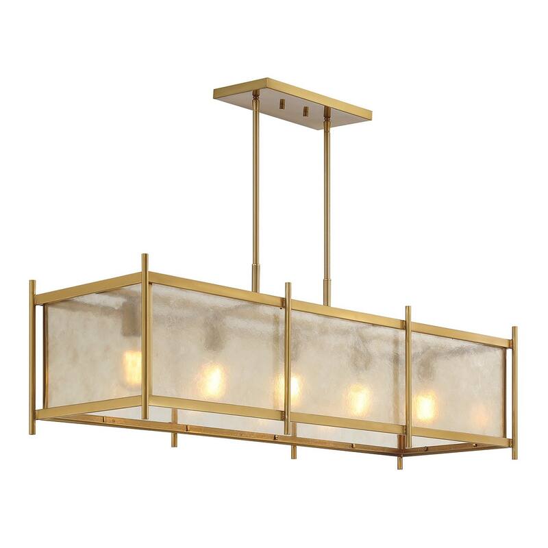 Warm Brass Five Light Linear Chandelier from the Jacobs Collection