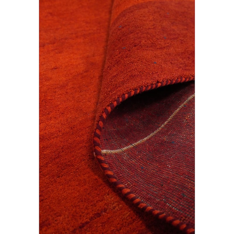 Hand Knotted Oriental 100% Wool Carpet Modern Geometric Red Gabbeh Area Rug - 12' 7'' X 9' 11''